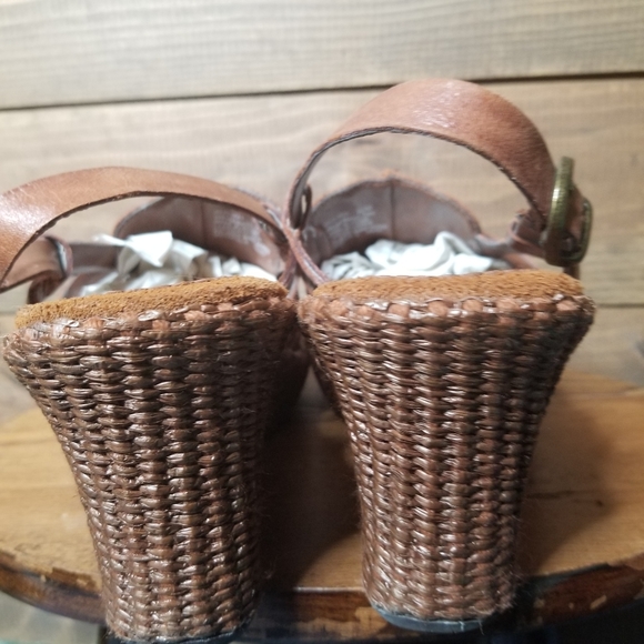 Bass 'Kay' Woven Leather Platform Sandals 8.5 80s/90s style - Picture 2 of 8